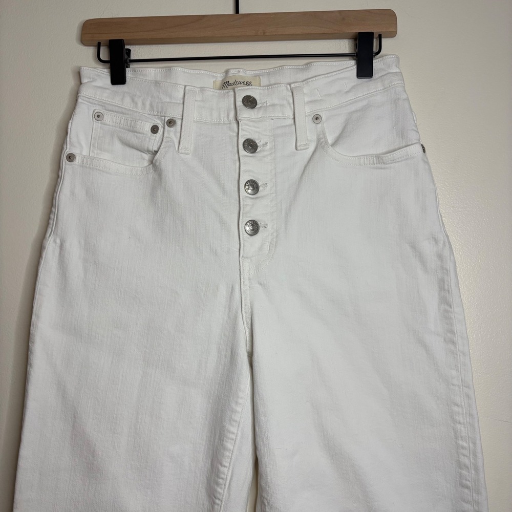 Madewell Slim Wide Leg Crop Jeans White Button Fly Size 27 - Picture 2 of 6